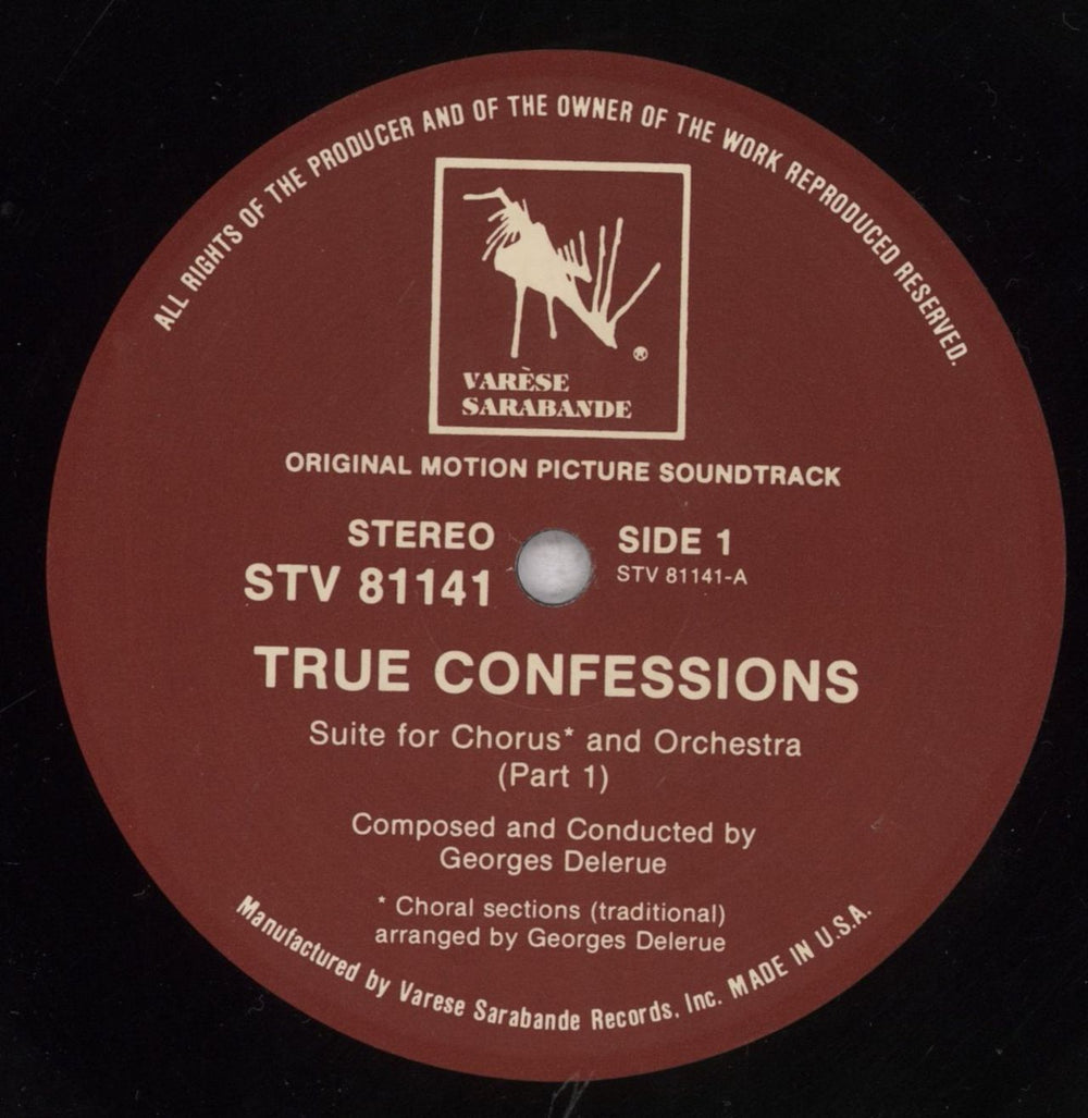 Original Soundtrack True Confessions (Original Motion Picture Soundtrack) - Open Shrink US vinyl LP album (LP record) OSTLPTR838930