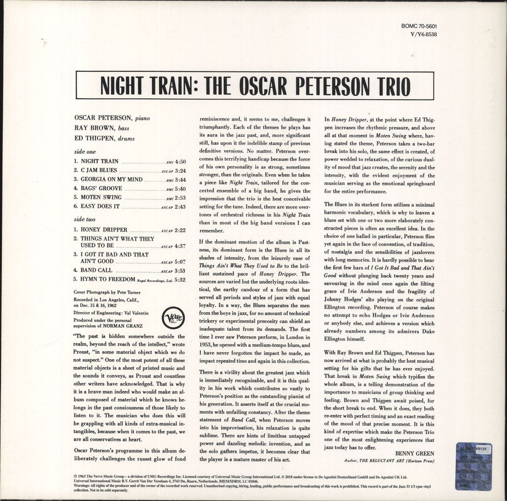 Oscar Peterson Night Train - 180gm Vinyl + Booklet UK vinyl LP album (LP record)