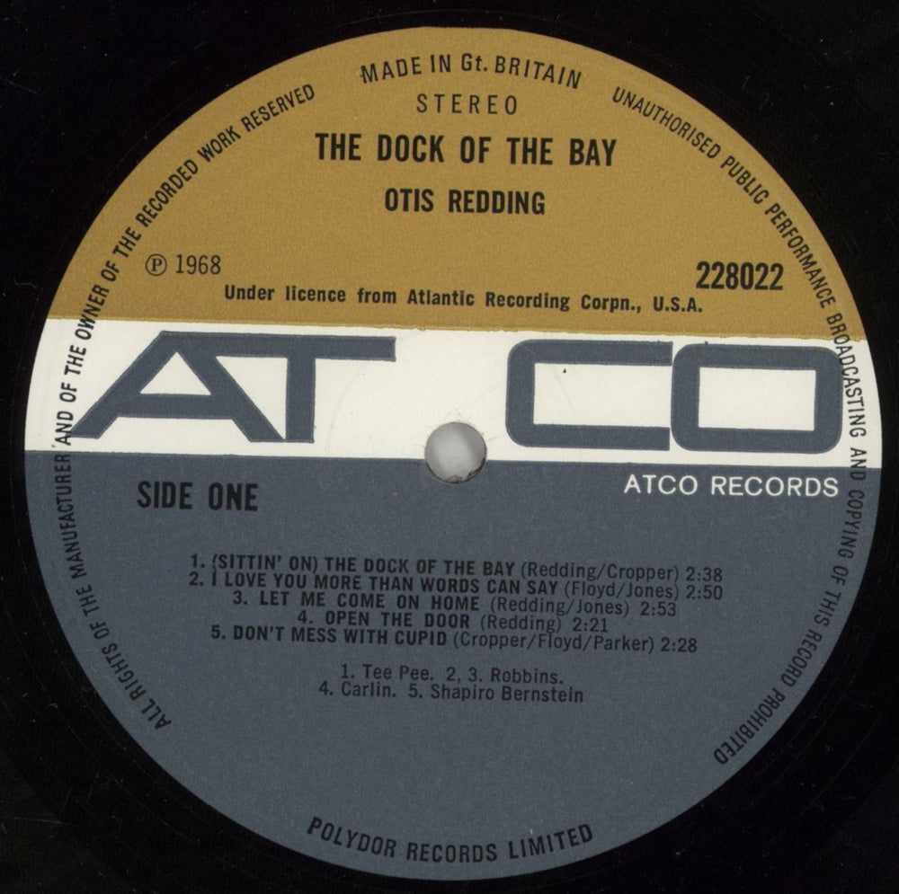 Otis Redding Sittin' On The Dock Of The Bay UK vinyl LP album (LP record) OTILPSI446229