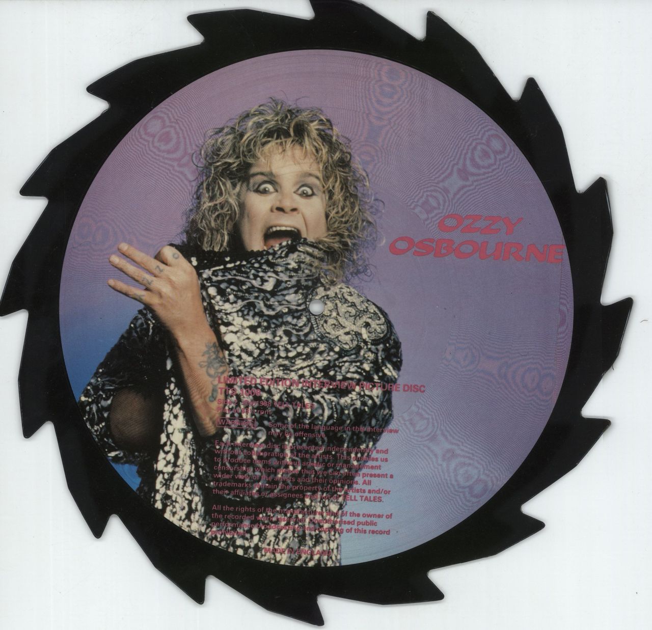 Ozzy Osbourne Interview UK shaped picture disc (picture disc vinyl record)