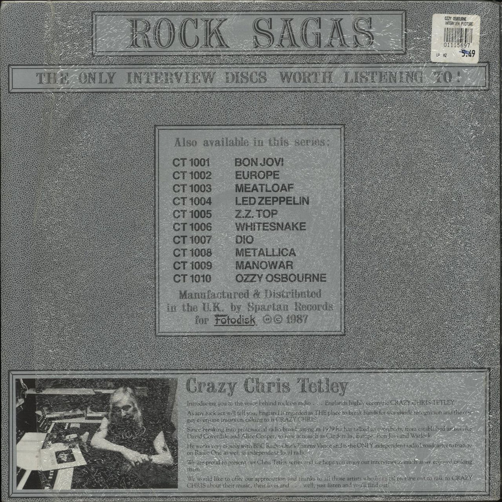 Ozzy Osbourne The Chris Tetley Interviews - Part One UK picture disc LP (vinyl picture disc album)