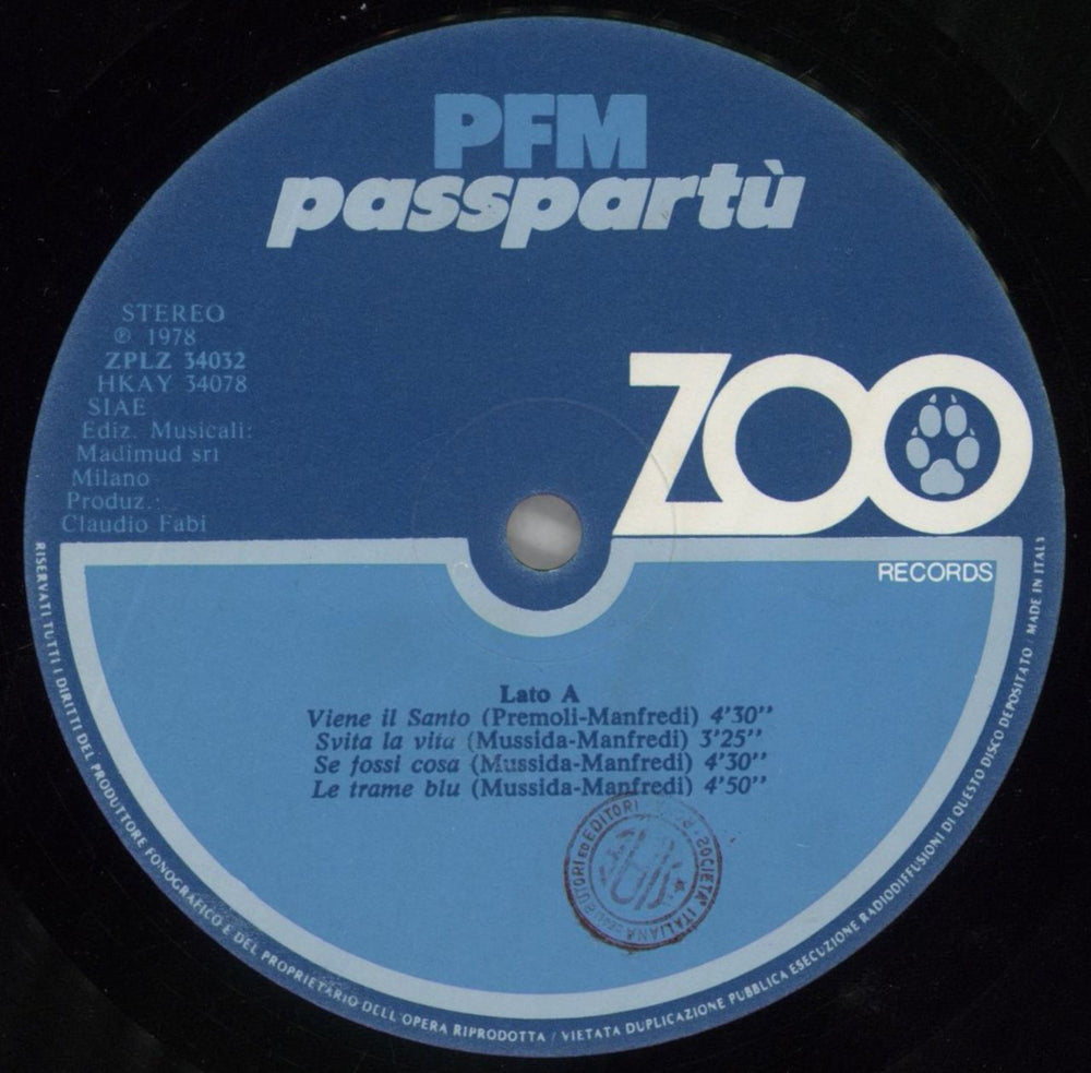 P.F.M. Passpartù Italian vinyl LP album (LP record) PFMLPPA859693