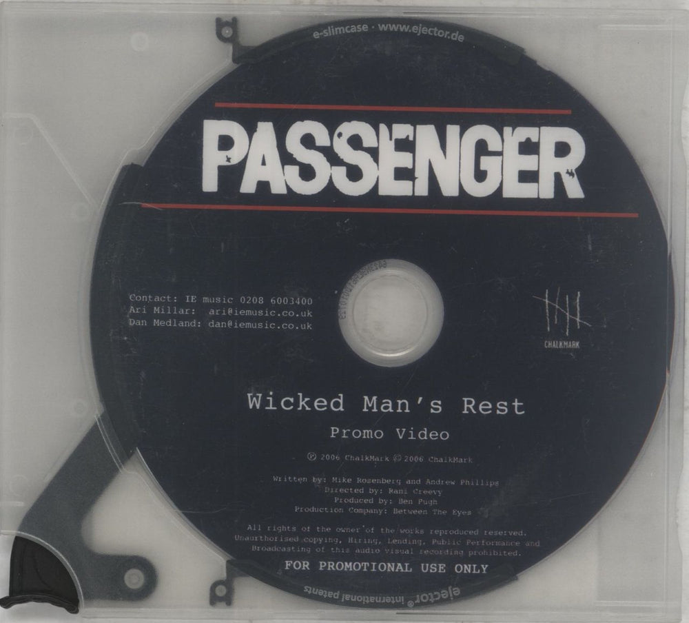 Passenger Wicked Man's Rest - DVD-Rom UK Promo promo DVD-R PROMO DVD-R