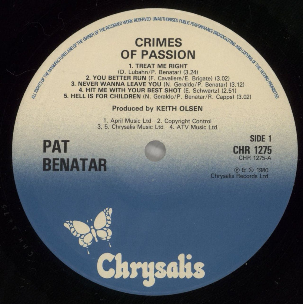 Pat Benatar Crimes Of Passion - Shrink UK vinyl LP album (LP record) BENLPCR877069
