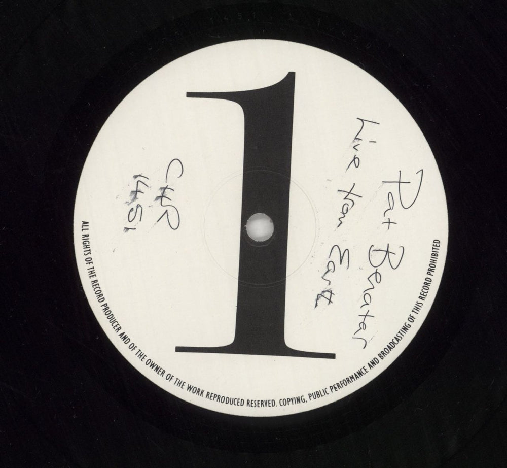 Pat Benatar Live From Earth - Test Presing UK Promo vinyl LP album (LP record) BENLPLI861984