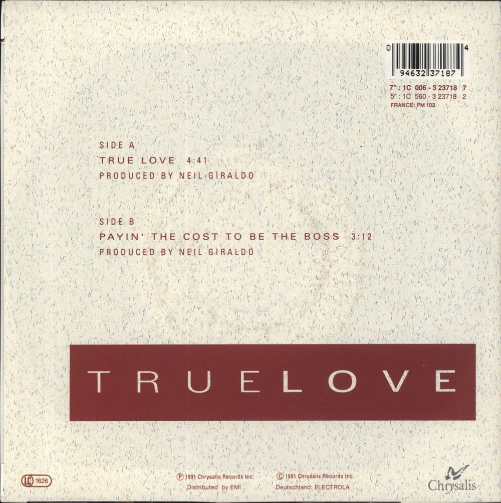 Pat Benatar True Love German 7" vinyl single (7 inch record / 45) 094632371874