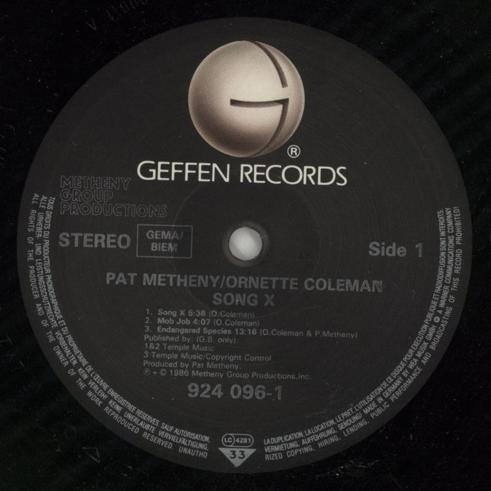 Pat Metheny Song X German vinyl LP album (LP record) PMELPSO357536