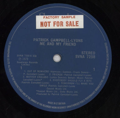 Patrick Campbell-Lyons Me And My Friend - Factory Sample UK vinyl LP album (LP record) P68LPME836413