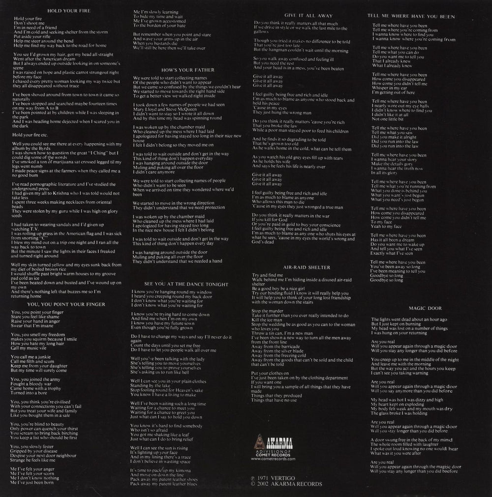 Patto Hold Your Fire Italian vinyl LP album (LP record)