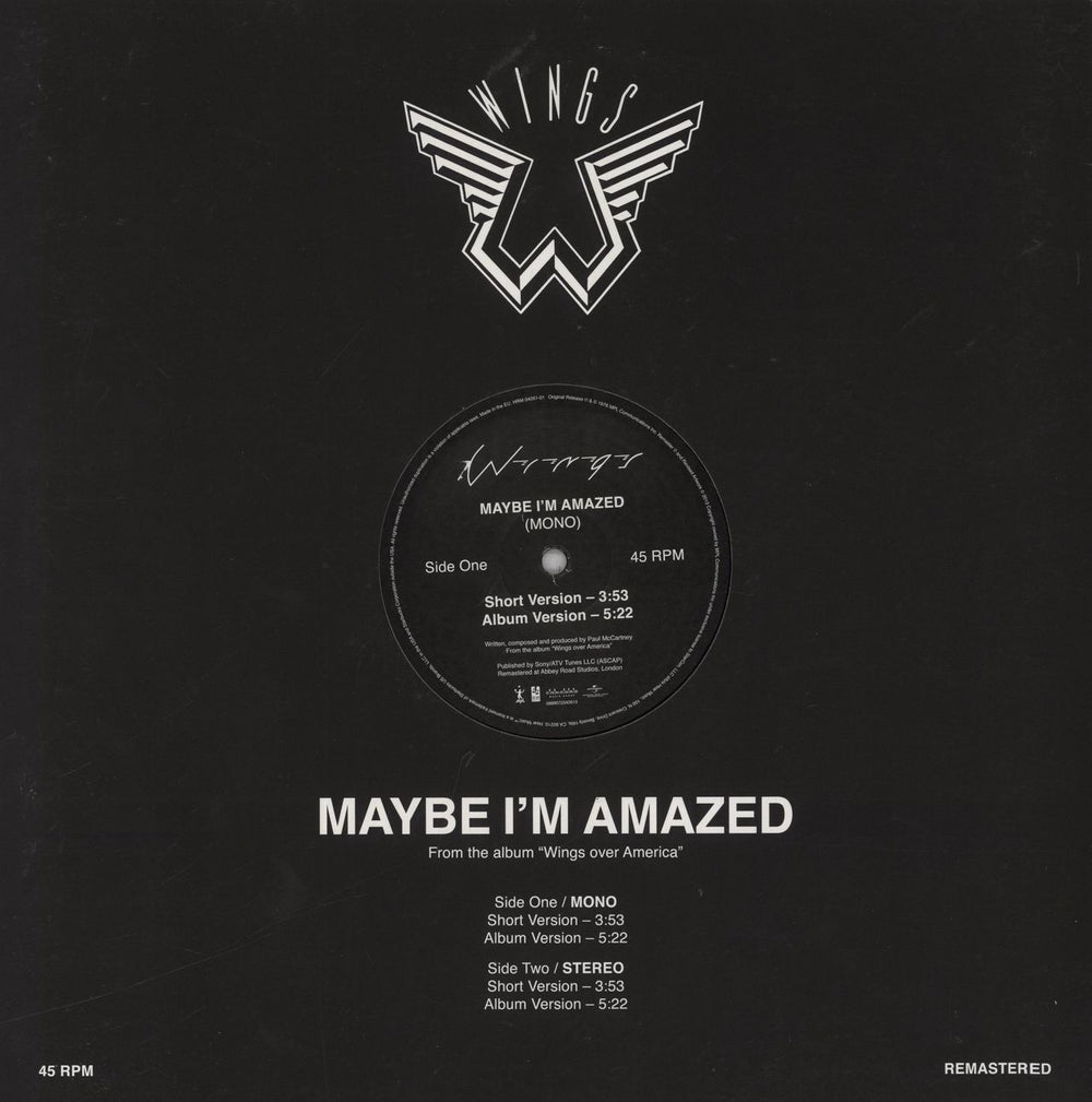 Paul McCartney and Wings Maybe I'm Amazed - RSD13 - EX UK 12" vinyl single (12 inch record / Maxi-single) HRM-34261-01