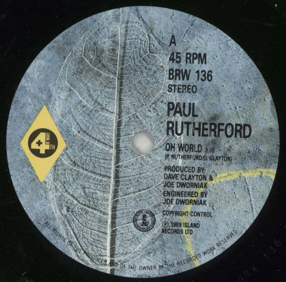 Paul Rutherford Oh World UK 7" vinyl single (7 inch record / 45) RUT07OH195600
