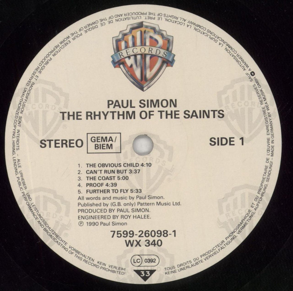 Paul Simon Rhythm Of The Saints - EX UK vinyl LP album (LP record) PSILPRH793432