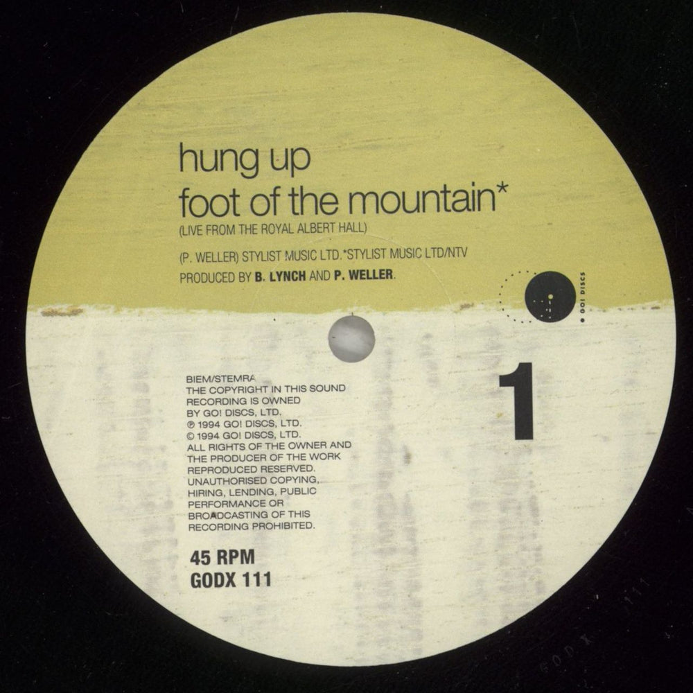 Paul Weller Hung Up - EX UK 12" vinyl single (12 inch record / Maxi-single) WEL12HU879108