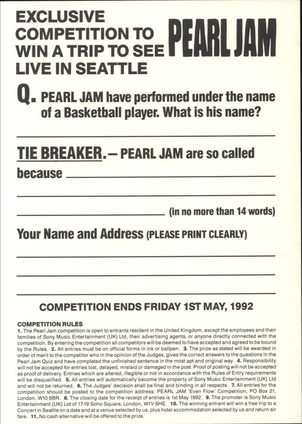 Pearl Jam Even Flow - + insert UK 7" vinyl single (7 inch record / 45)