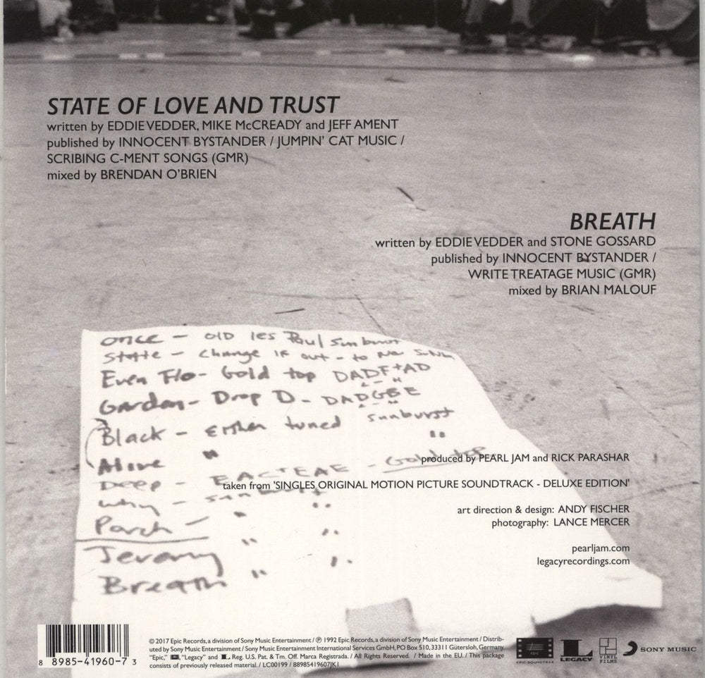 Pearl Jam State Of Love And Trust - RSD 2017 UK 7" vinyl single (7 inch record / 45) 889854196073