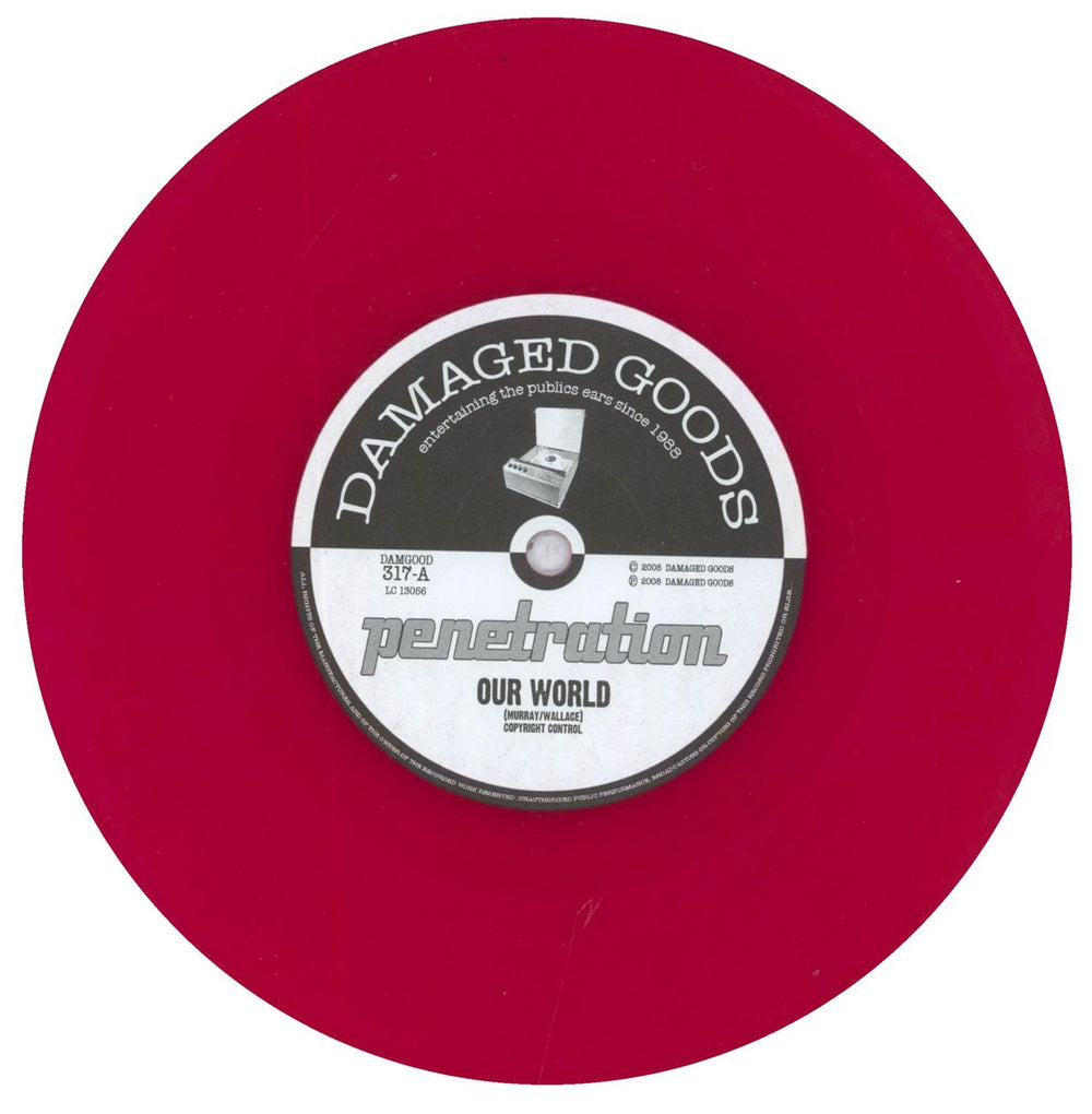 Penetration Our World - Red Vinyl UK 7" vinyl single (7 inch record / 45) PEN07OU835941