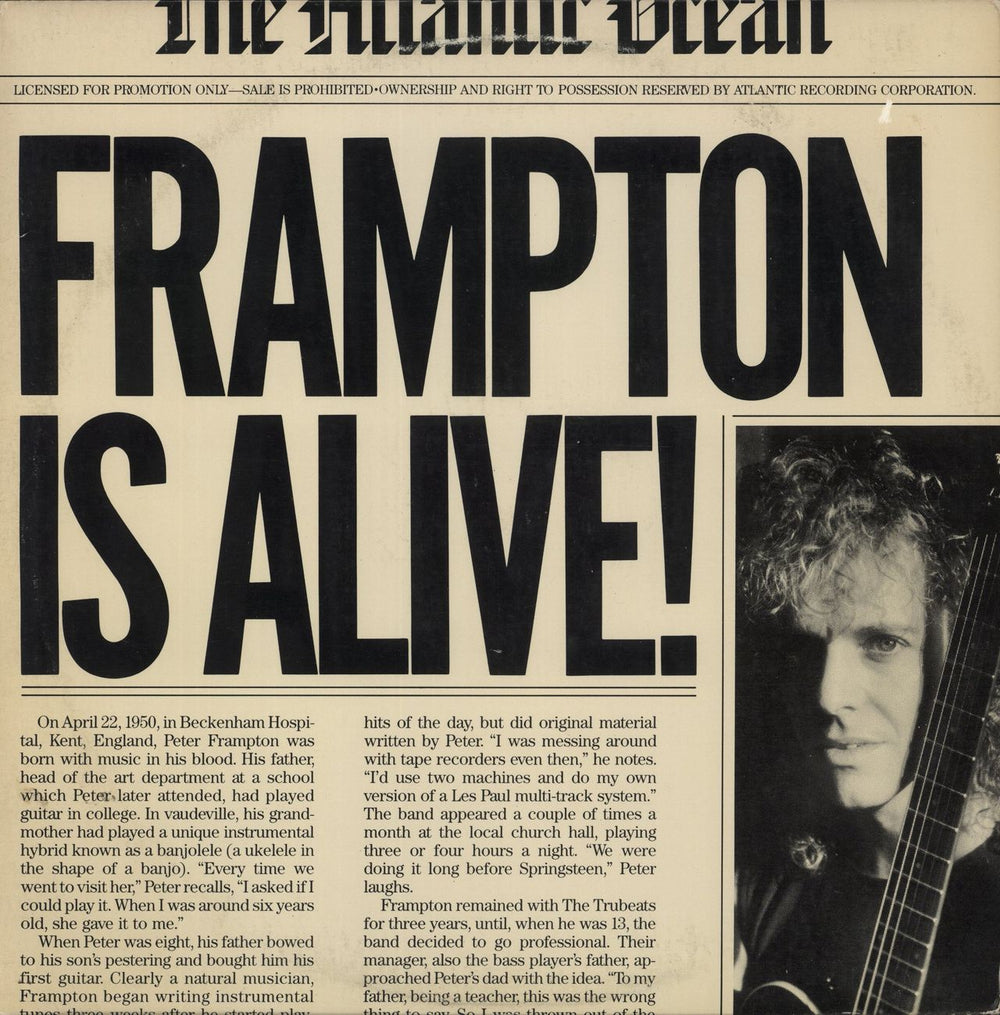 Peter Frampton Frampton Is Alive! + Press Release US Promo vinyl LP album (LP record) PR848
