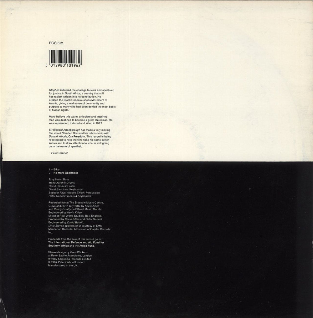 Peter Gabriel Biko UK 12" vinyl single (12 inch record / Maxi-single) 5012980101962
