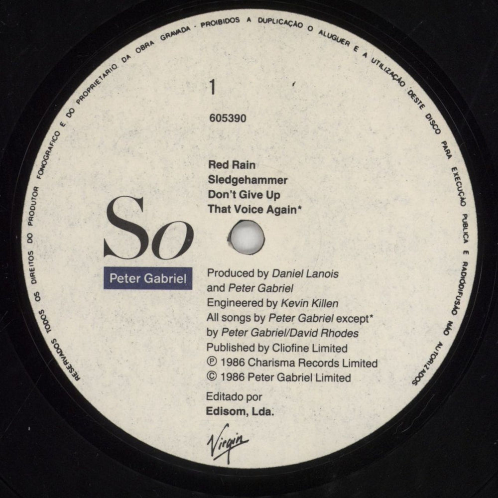 Peter Gabriel So Portugese vinyl LP album (LP record) GABLPSO855027