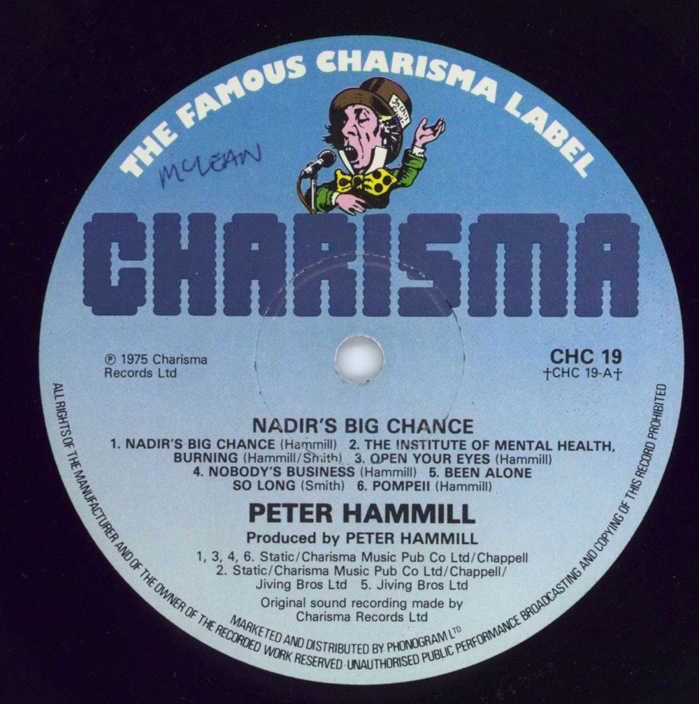 Peter Hammill Nadir's Big Chance - Blue Label UK vinyl LP album (LP record) HMLLPNA518550