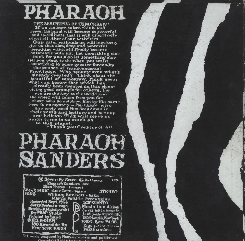 Pharoah Sanders Pharaoh - 1st - Blue Label - VG US vinyl LP album (LP record)