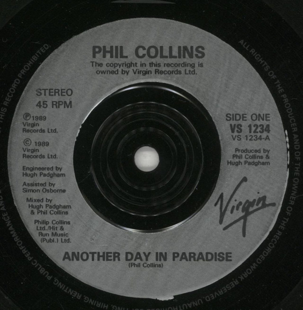 Phil Collins Another Day In Paradise UK 7" vinyl single (7 inch record / 45) COL07AN273093