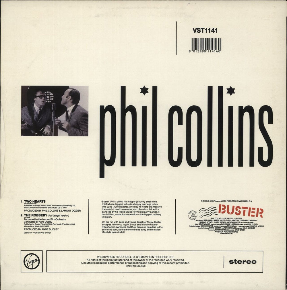 Phil Collins Two Hearts UK 12" vinyl single (12 inch record / Maxi-single) 5012980114160