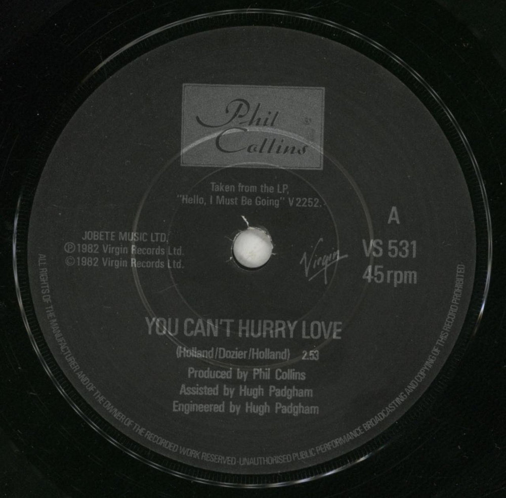 Phil Collins You Can't Hurry Love UK 7" vinyl single (7 inch record / 45) COL07YO564513