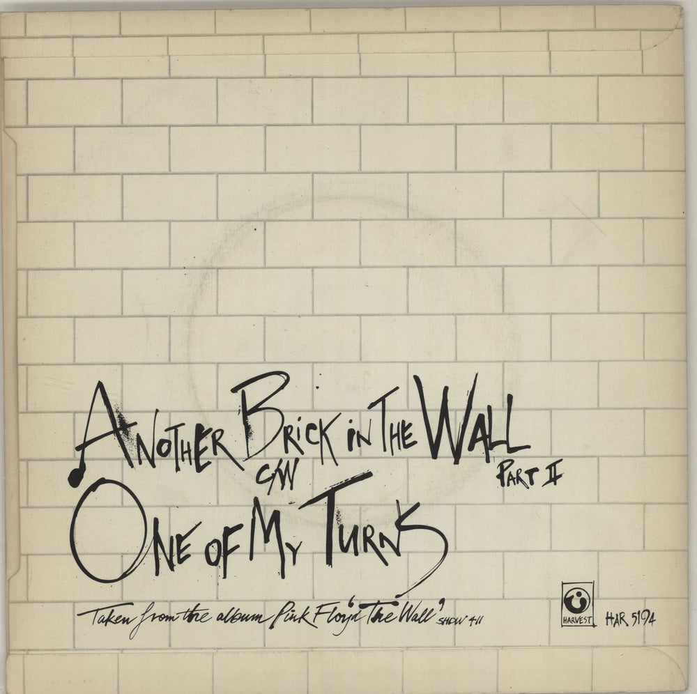 Pink Floyd Another Brick In The Wall - P/S UK 7" vinyl single (7 inch record / 45) PIN07AN256046