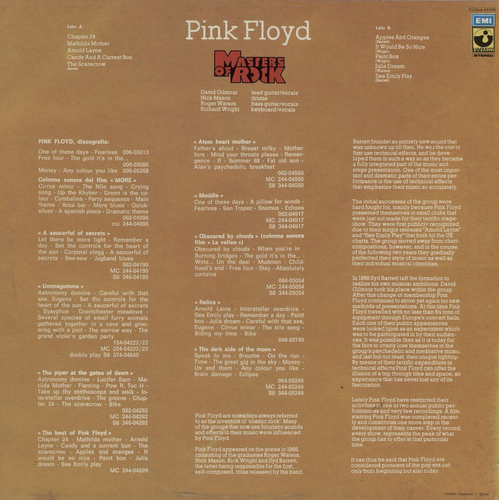 Pink Floyd Masters Of Rock Italian vinyl LP album (LP record)