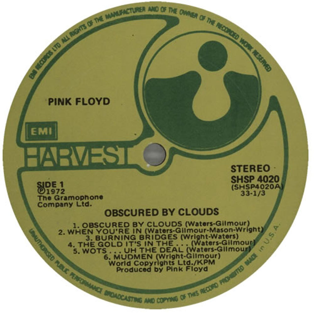 Pink Floyd Obscured By Clouds - 4th - US Contact Press UK vinyl LP album (LP record) PINLPOB583625