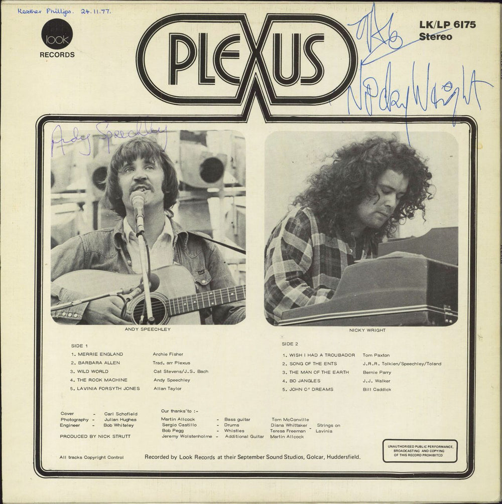 Plexus Plexus - Autographed - WOS UK vinyl LP album (LP record)