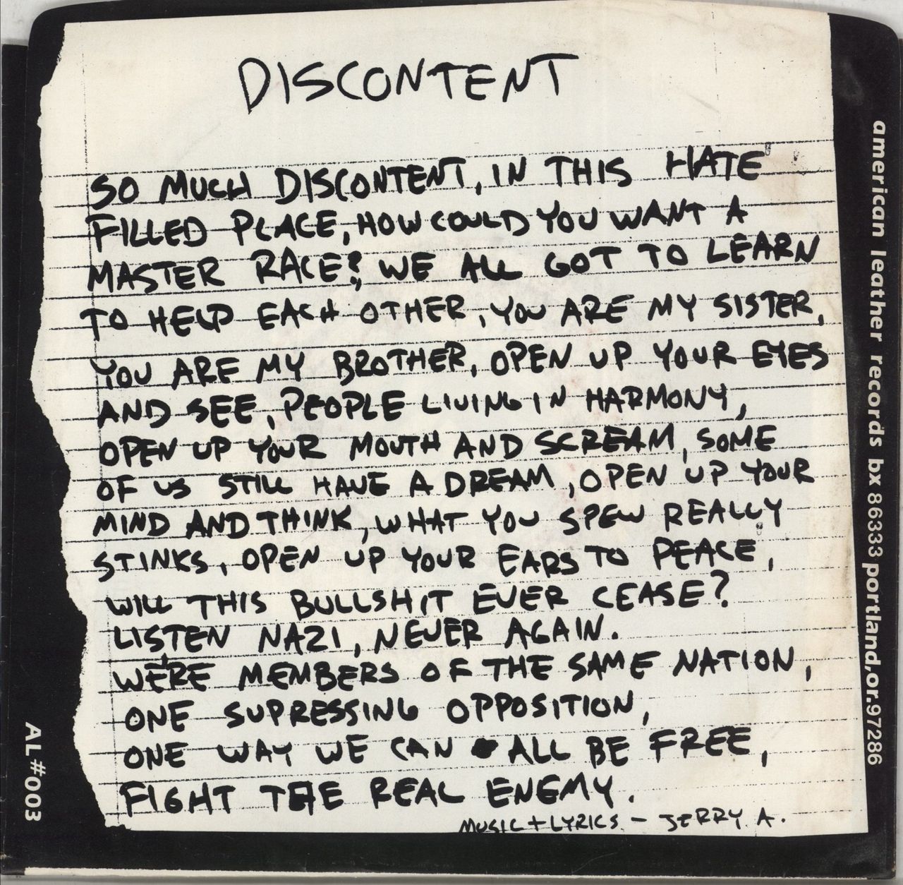 Poison Idea Discontent US 7" vinyl single (7 inch record / 45)