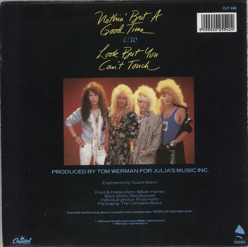 Poison Nothin' But A Good Time - Poster Bag UK 7" vinyl single (7 inch record / 45) 5099920255404