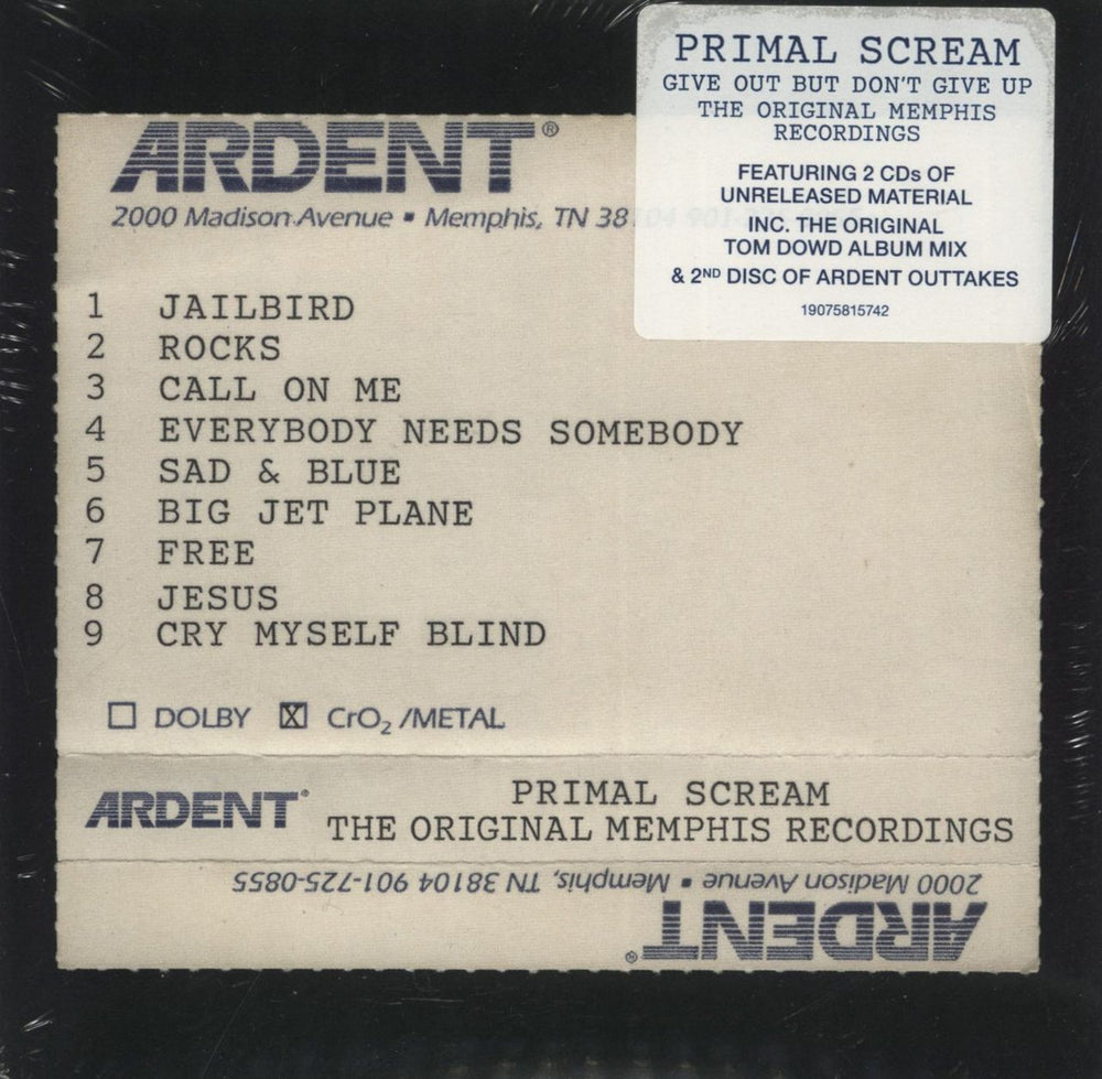 Primal Scream Give Out But Don't Give Up: The Original Memphis Recordings - Sealed + Promo Stickered UK 2 CD album set (Double CD) 19075815742