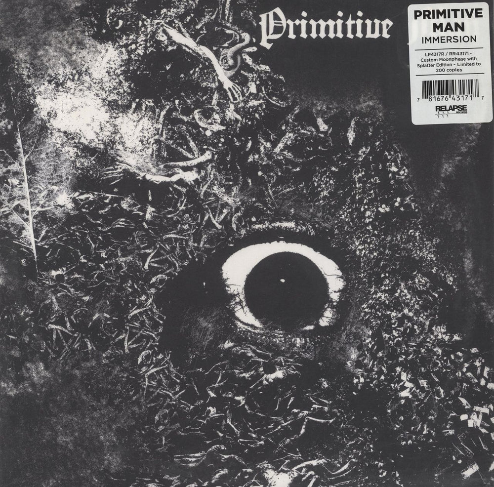 Primitive Man Immersion - Moonphase With Black And Grey Splatter Vinyl US vinyl LP album (LP record) RR7463