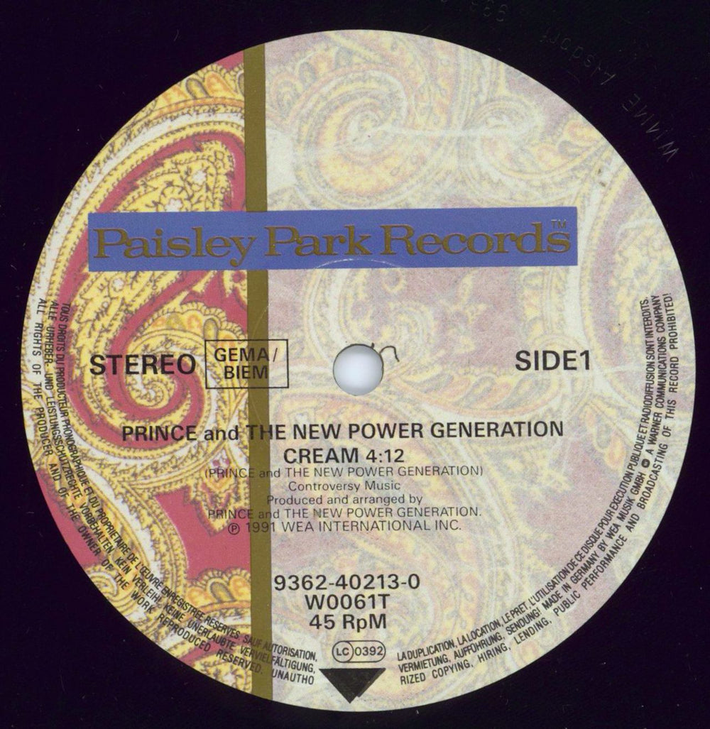 Prince Cream German 12" vinyl single (12 inch record / Maxi-single) PRI12CR72289