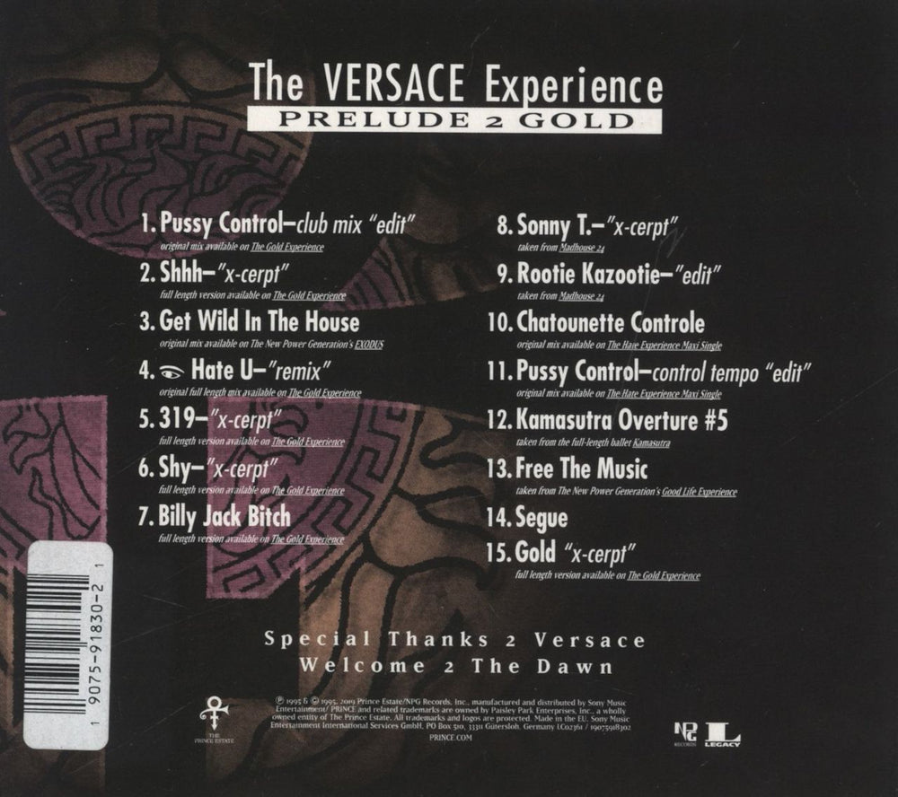 Prince The Versace Experience UK CD album (CDLP) 190759183021
