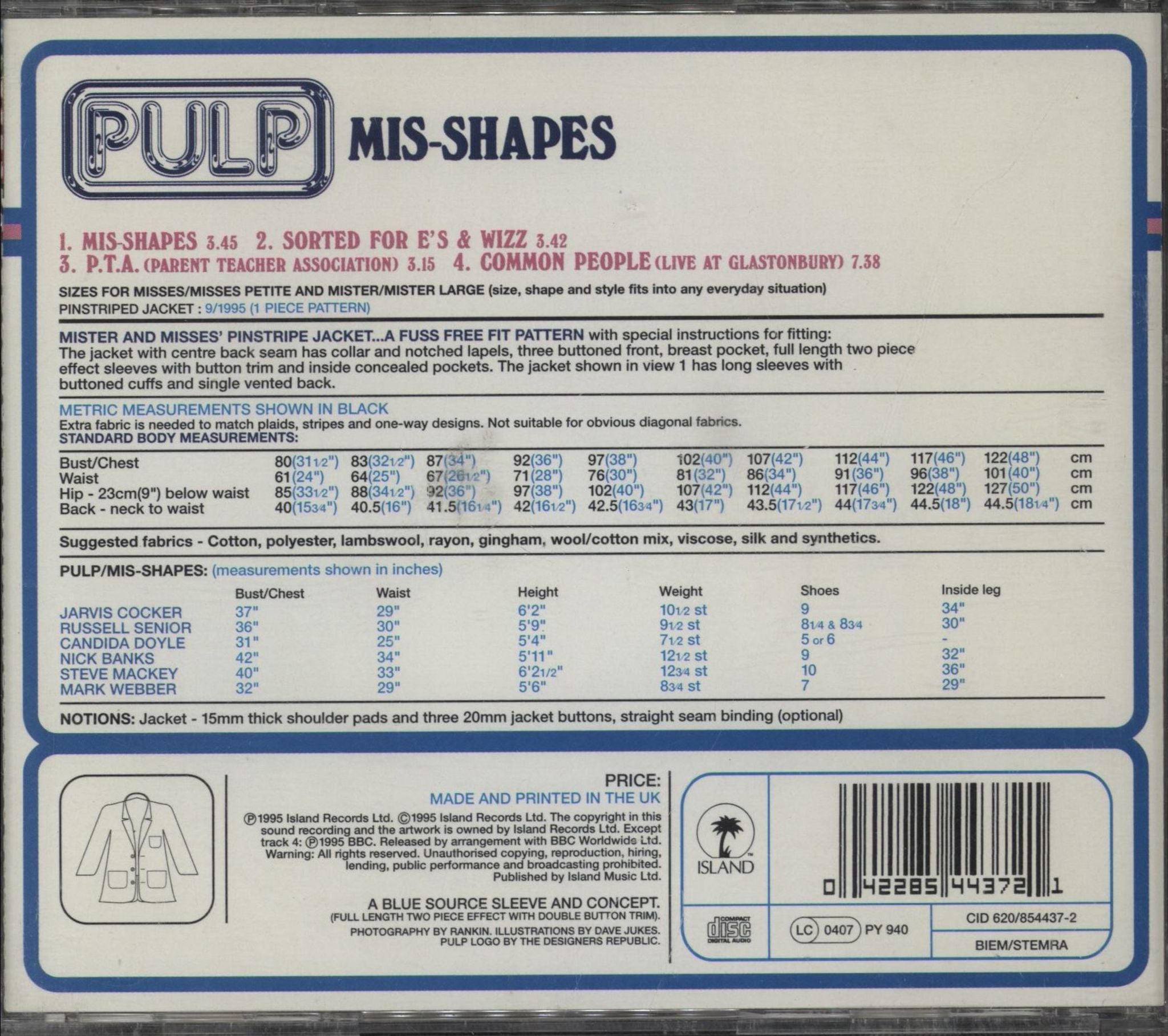 Pulp Mis-shapes UK CD single (CD5 / 5\") 042285443721