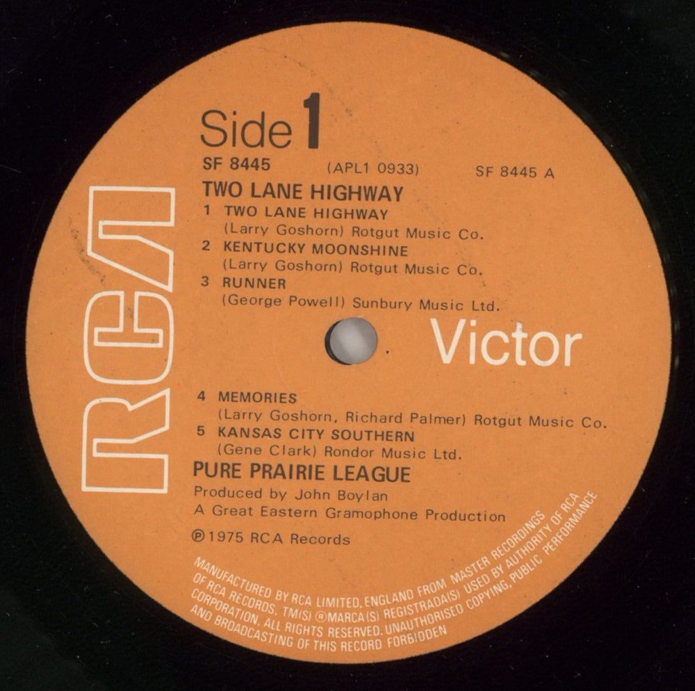 Pure Prairie League Two Lane Highway UK vinyl LP album (LP record) PPLLPTW865984