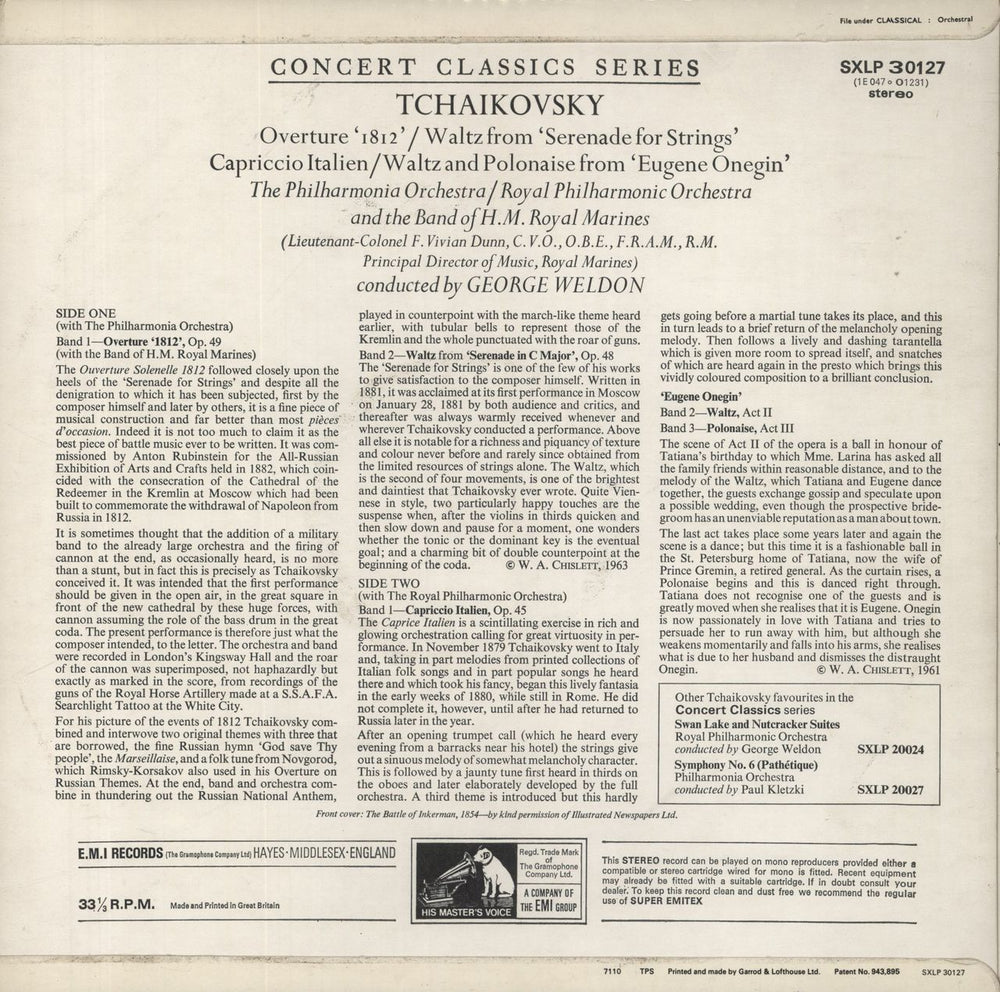 Pyotr Ilyich Tchaikovsky Tchaikovsky 1812 Overture / Capriccio Italien / Eugene Onegin-Waltz And Polonaise / Waltz From 'Sere UK vinyl LP album (LP record)