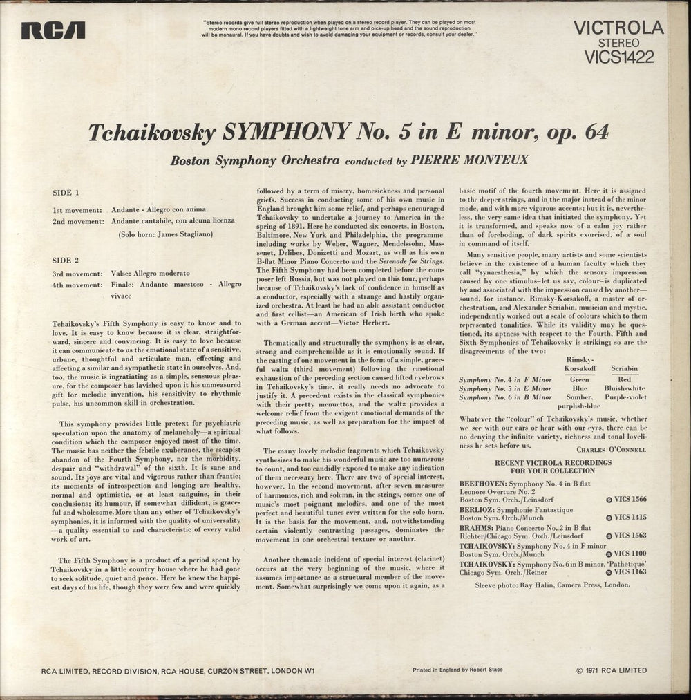 Pyotr Ilyich Tchaikovsky Tchaikovsky: Symphony No 5 In E Minor, Op. 64 UK vinyl LP album (LP record)
