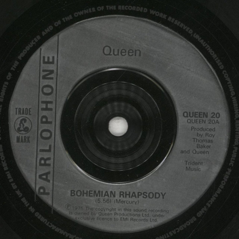 Queen Bohemian Rhapsody UK 7" vinyl single (7 inch record / 45) QUE07BO36507