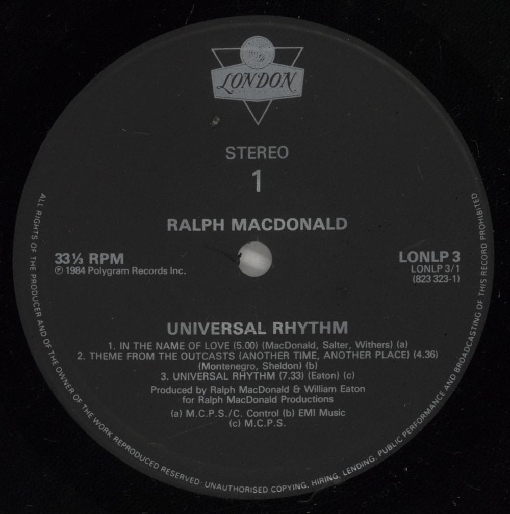 Ralph MacDonald Universal Rhythm UK vinyl LP album (LP record) RPMLPUN722836