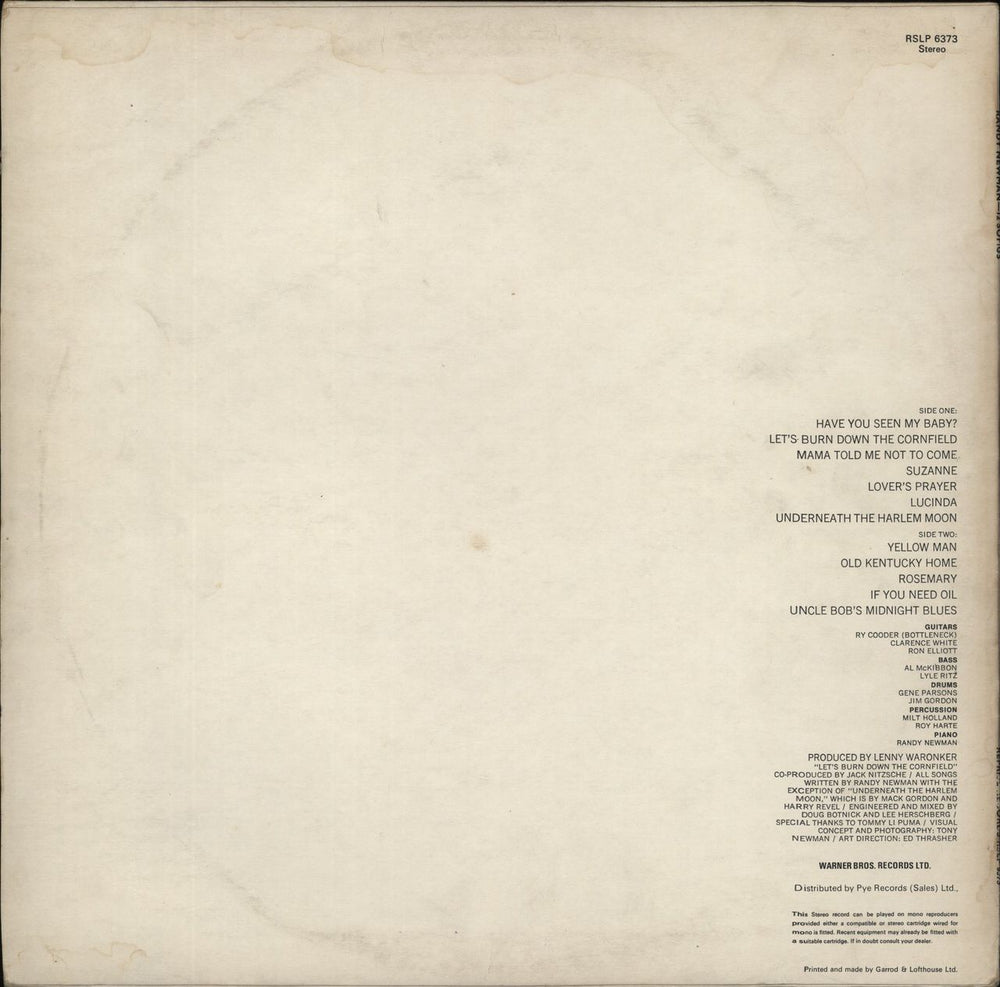 Randy Newman 12 Songs - 3-colour Steamboat Label UK vinyl LP album (LP record)