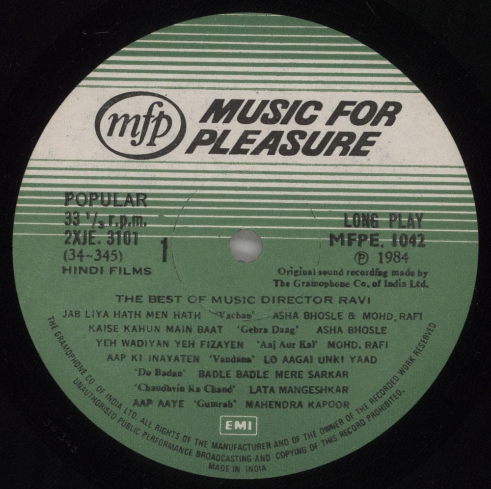 Ravi The Best Of Music Director Ravi Indian vinyl LP album (LP record) XG5LPTH880620