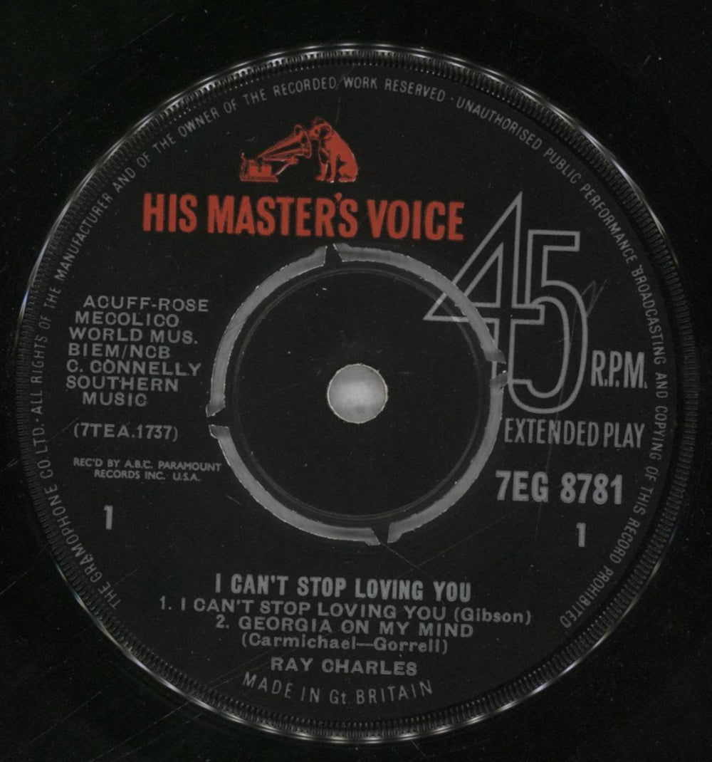 Ray Charles I Can't Stop Loving You EP UK 7" vinyl single (7 inch record / 45) RYH07IC241293