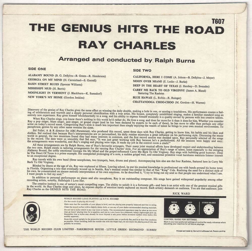 Ray Charles The Genius Hits The Road UK vinyl LP album (LP record)