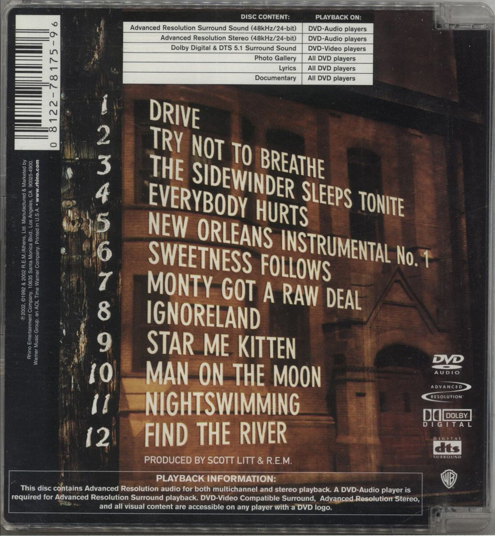 REM Automatic For The People US DVD-Audio disc 081227817596