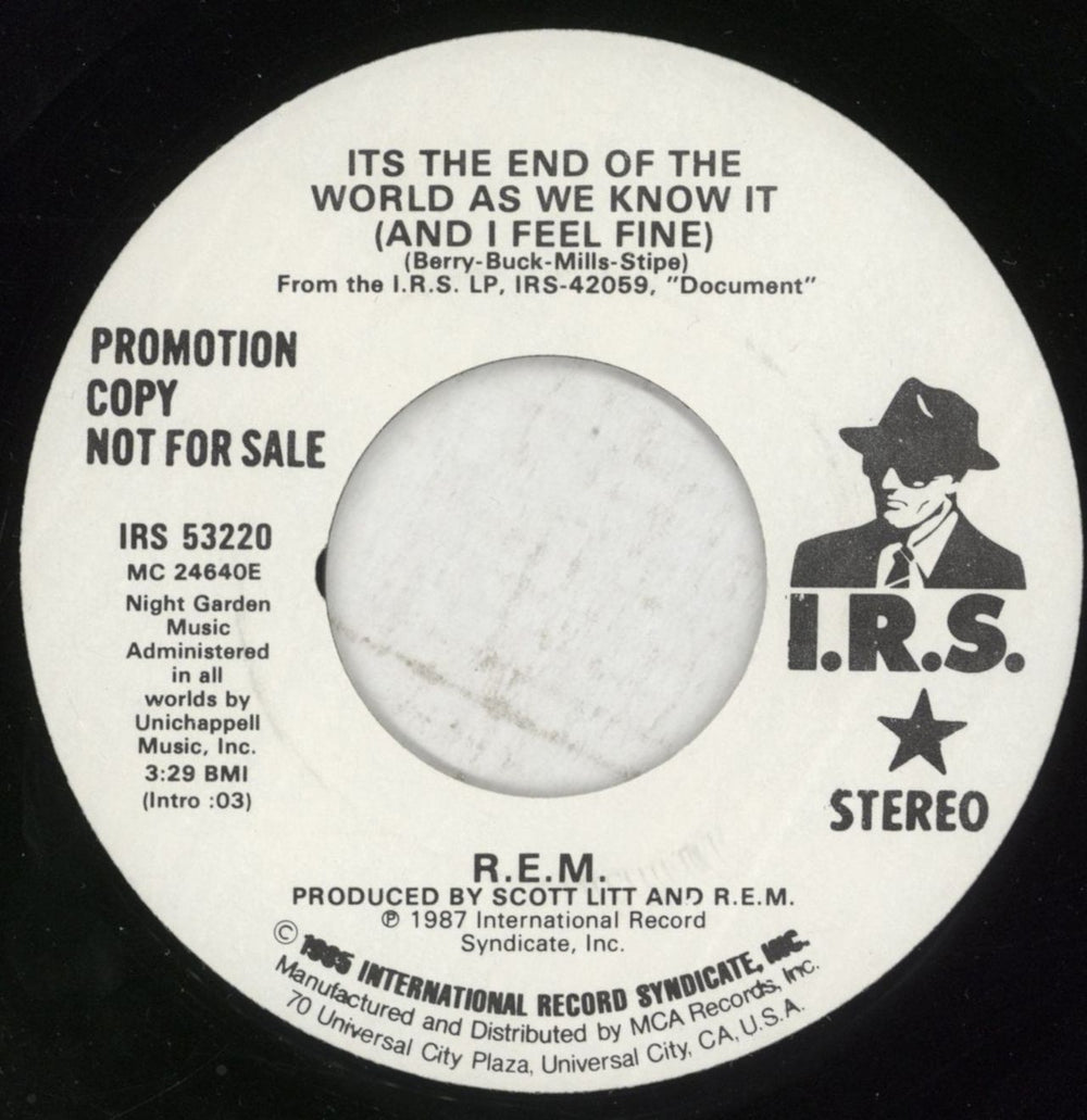 REM It's The End Of The World As We Know It (And I Feel Fine) US Promo 7" vinyl single (7 inch record / 45) REM07IT62430